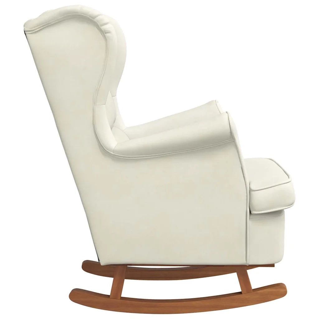 Sedia a dondolo con schienale alto in velluto crema CFW7064332