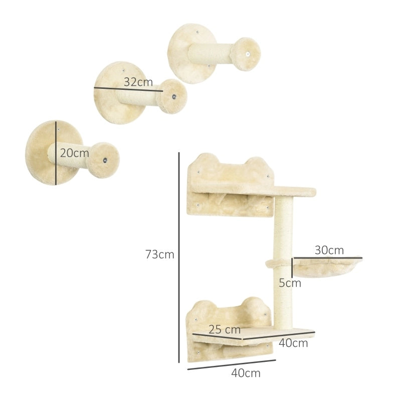 Set da arrampicata per gatti con tiragraffi e amaca beige