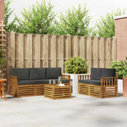 Set divani 6 pcs Naturale e Antracite Legno di Acacia Massello