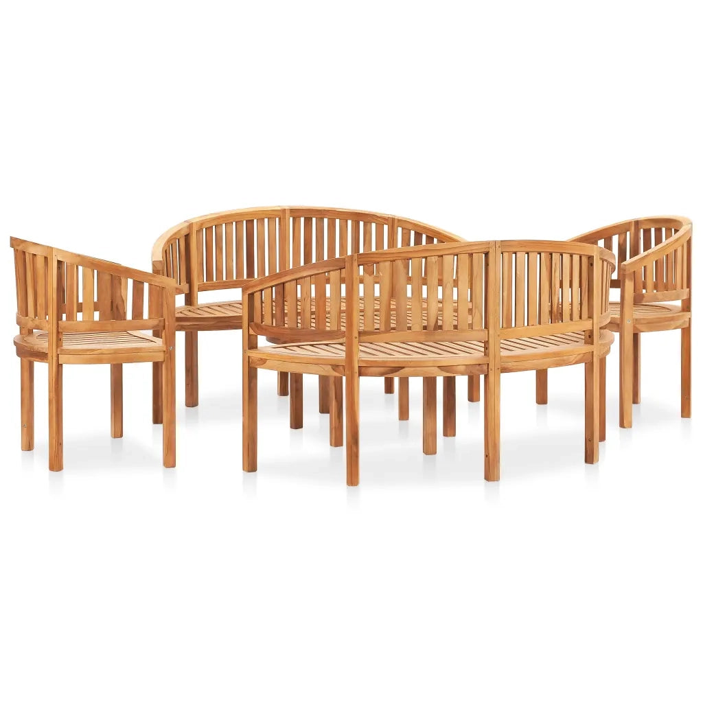 Set Salotto da Giardino 5 pz Design Curvo in Massello di Teak cod mxl 35710