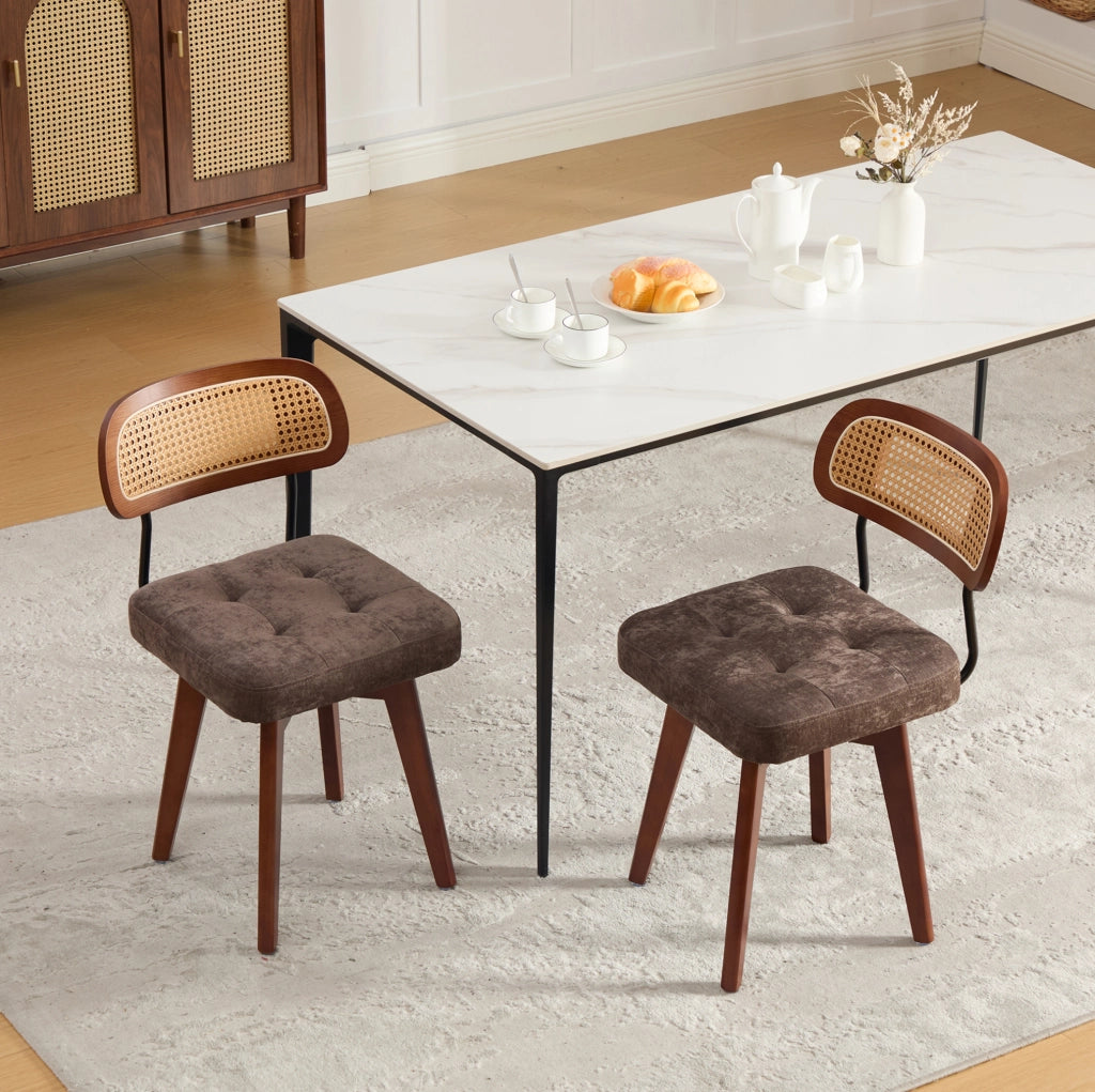 Sedia girevole 43x50x77 cm a 360° in chenille caffè