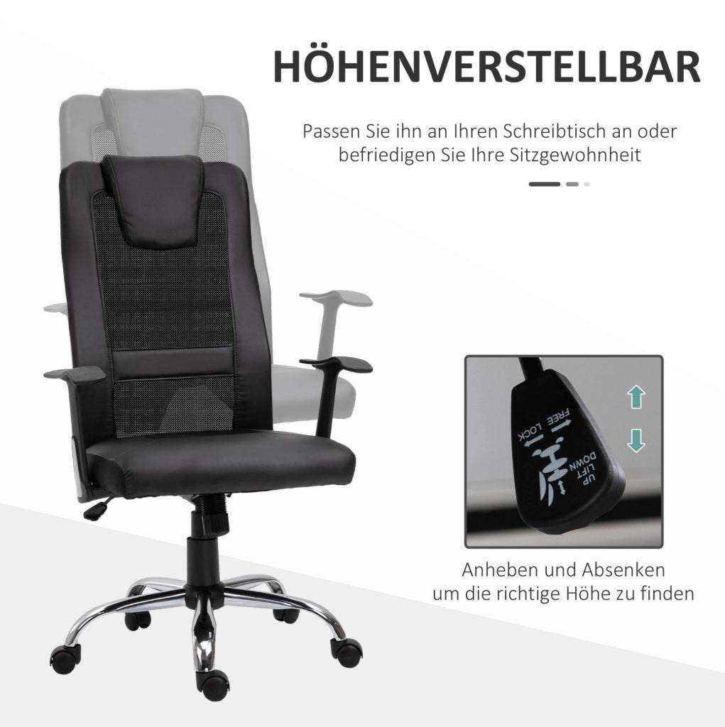 Sedia da ufficio ergonomica nera con funzione oscillante