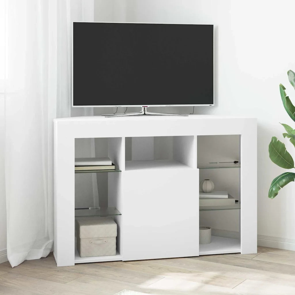 Mobile TV LED Angolare Bianco 100x40x68cm Legno multistrato 889785