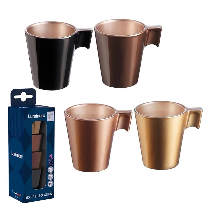 LUMINARC 4 TAZZE PER CAFFE FLASHY DA 8 CL TONALITÀ DEL CAFFE EXPRESSO CUPS