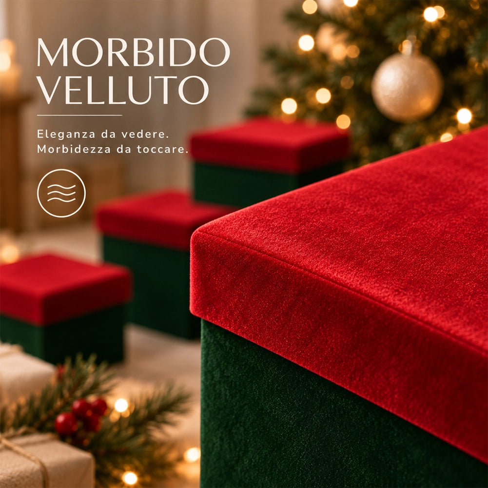 5 Box Regalo Natale Verde e Rosso Diverse Misure Decorazione Addobbo Natalizio