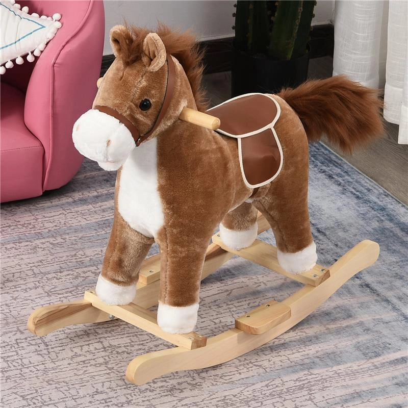 CAVALLO A DONDOLO PER BAMBINI 36-72 MESI CON SUONI REALISTICI MARRONE