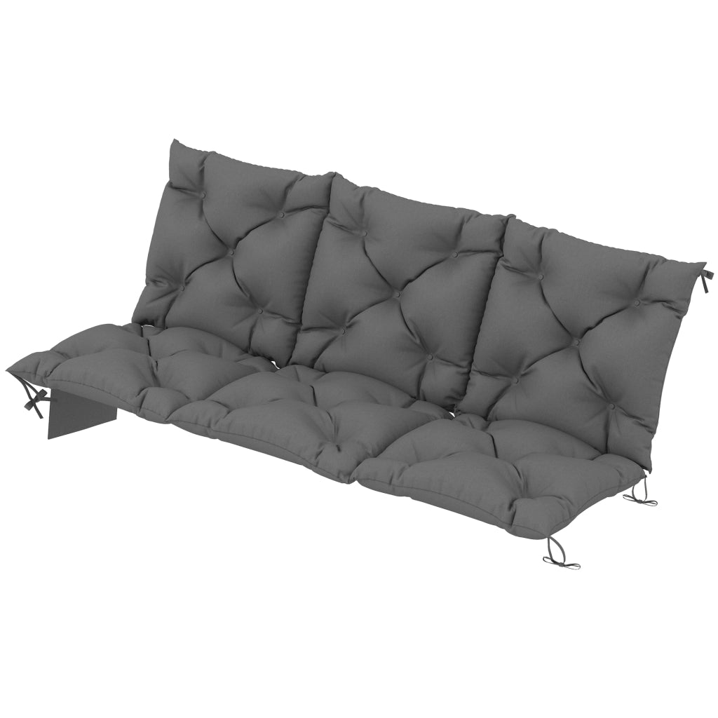 Cuscino per panca 3 posti con schienale e tasche laterali ¨C zephmum ¨C grigio scuro 150x100x10 cm