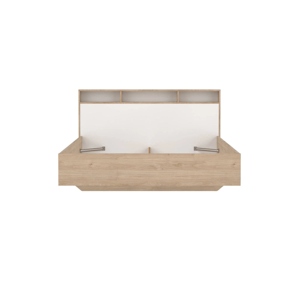 Letto matrimoniale Rose, Sommier per camera da letto, Giroletto per stanza, Struttura porta materasso, 216x170 h1 cm, Rovere e Bianco