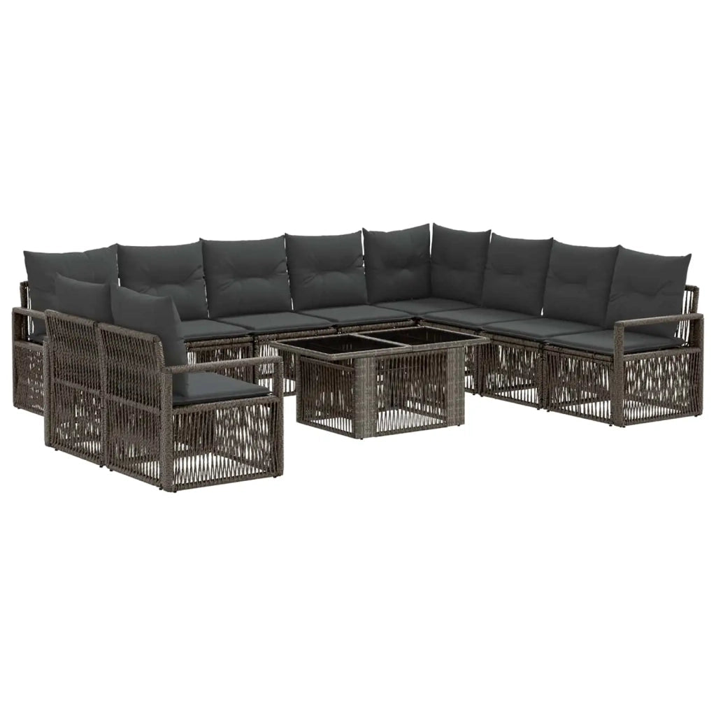 Set Divano da Giardino 11 pz Grigio e Grigio Scuro polyrattan 3437120