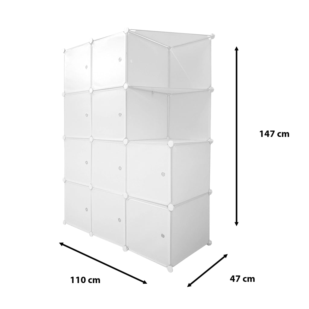 Cubo personalizzabile Guardaroba Boxed Nyana Home 10 Cubes/Doors Organizzazione domestica Appendiabiti Scarpiera 147x110x47 cm Bianco