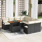Set da Pranzo per Giardino con cuscino 9 pcs Nero e Crema 3349690