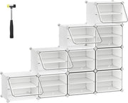 Cassettiere sottili con 10 contenitori - 30 x 40 x 30 cm per contenitore - porte con telaio in acciaio e rivestimento in plastica - per camera da letto o ingresso bianco LPC035W01