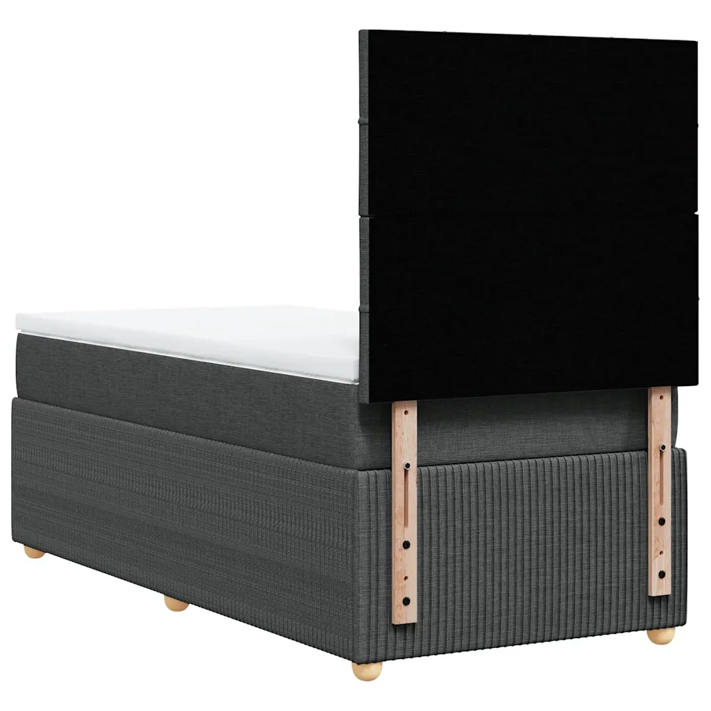 Giroletto a Molle con Materasso Grigio Scuro 100x200 cm Tessuto
