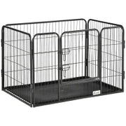 Box per Cani in Metallo con Porta e Vassoio sul Fondo, 125x78x80cm, Grigio