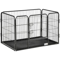 Box per Cani in Metallo con Porta e Vassoio sul Fondo, 125x78x80cm, Grigio