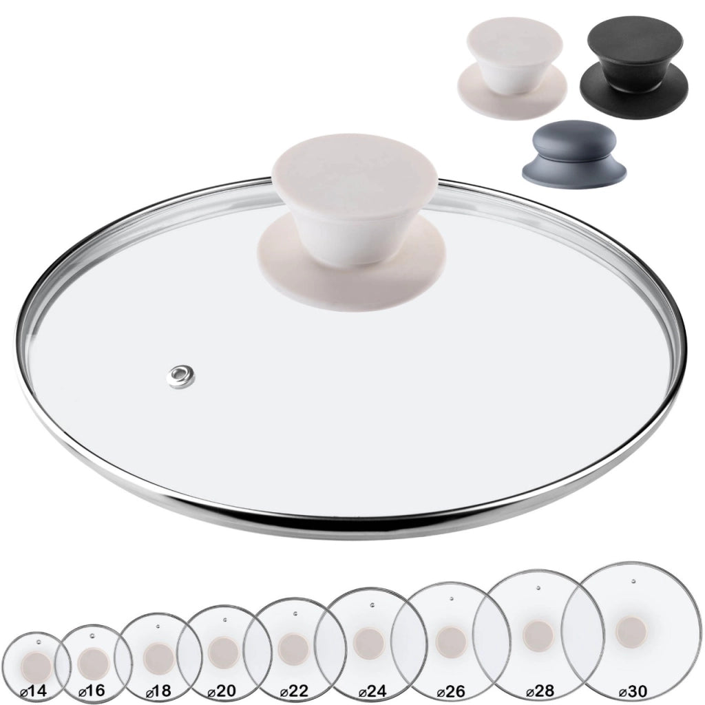Coperchio in vetro KADAX da 24 cm, universale, resistente al calore, per pentole e padelle.