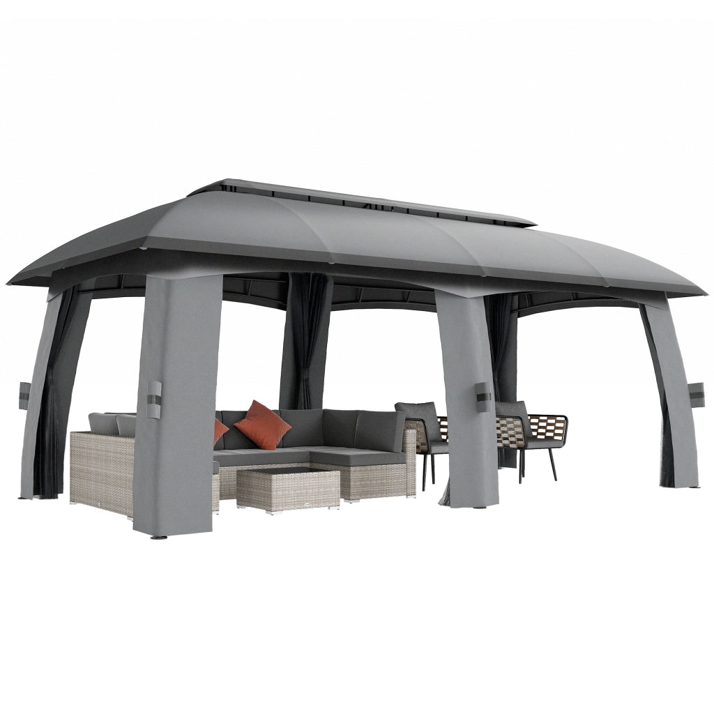 Gazebo da giardino ¨C zephmum ¨C 3x6x3 m con rete anti-insetti e tettoia