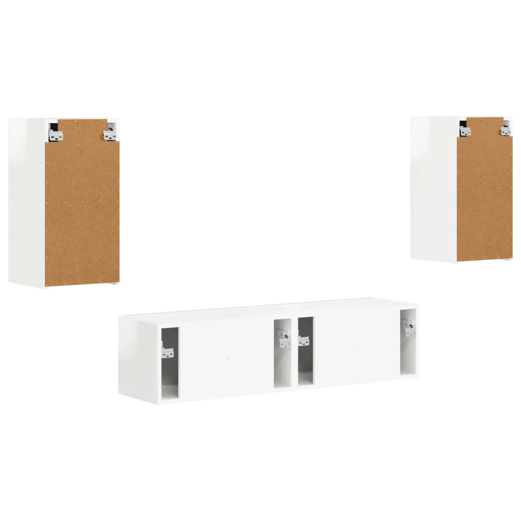 Set mobile TV 4 pcs Bianco Lucido Legno multistrato