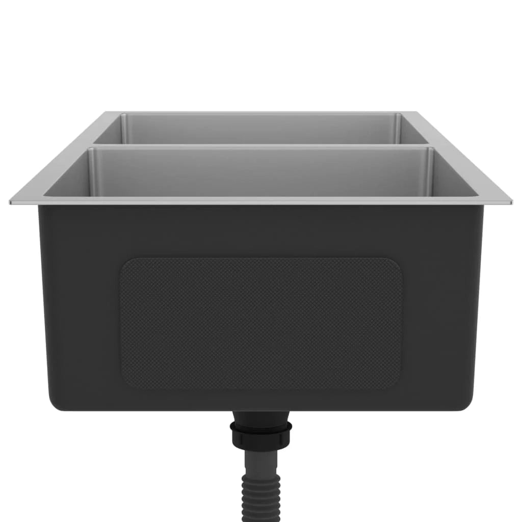 Lavello da cucina fatto a mano lavabo installazione cucina arredamento casa 86,5 x 44 cm acciaio inox argento 02_0002471