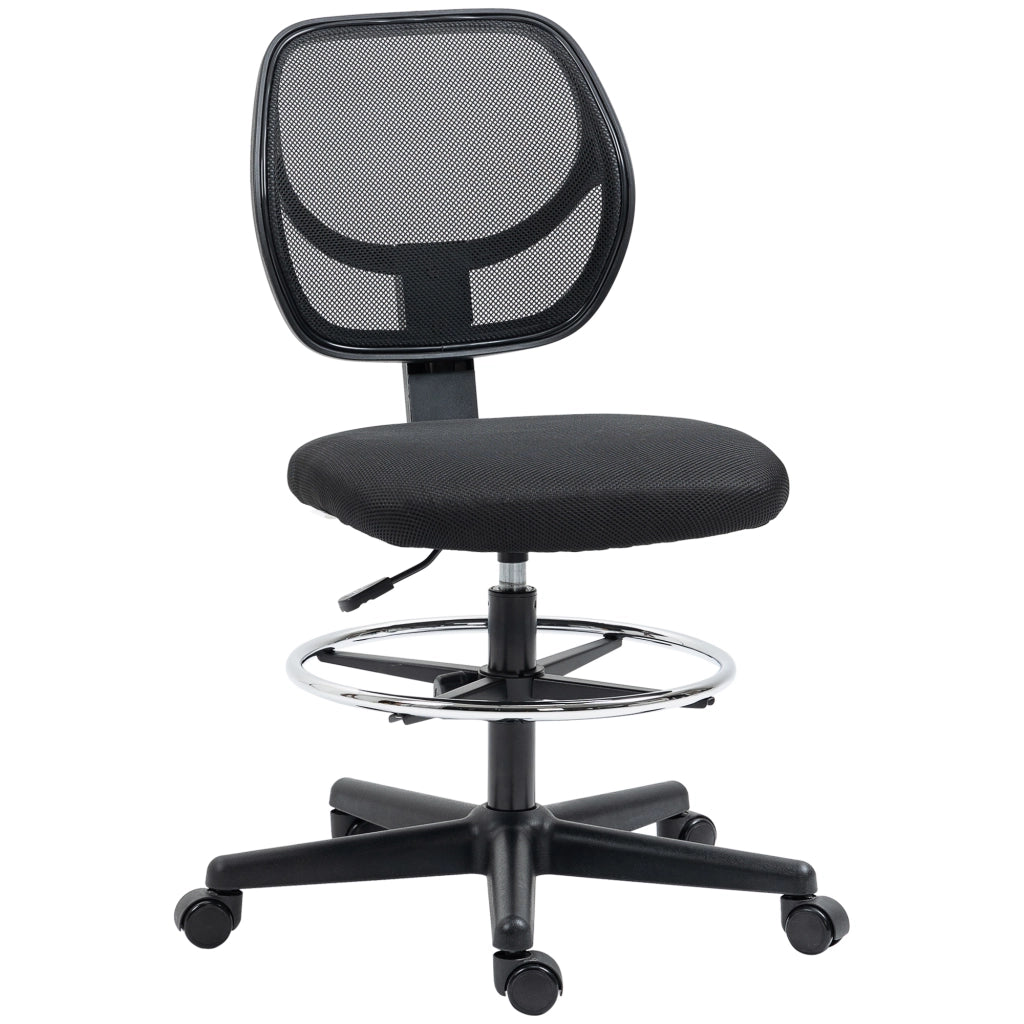Sedia da ufficio regolabile in altezza con rete e poggiapiedi girevole ¨C Zephmum ¨C Nero 50-70 cm