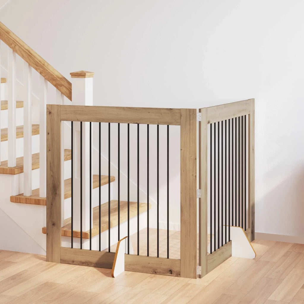 Cancello per cani con supporti 2 pcs Rovere Artigianale 892030