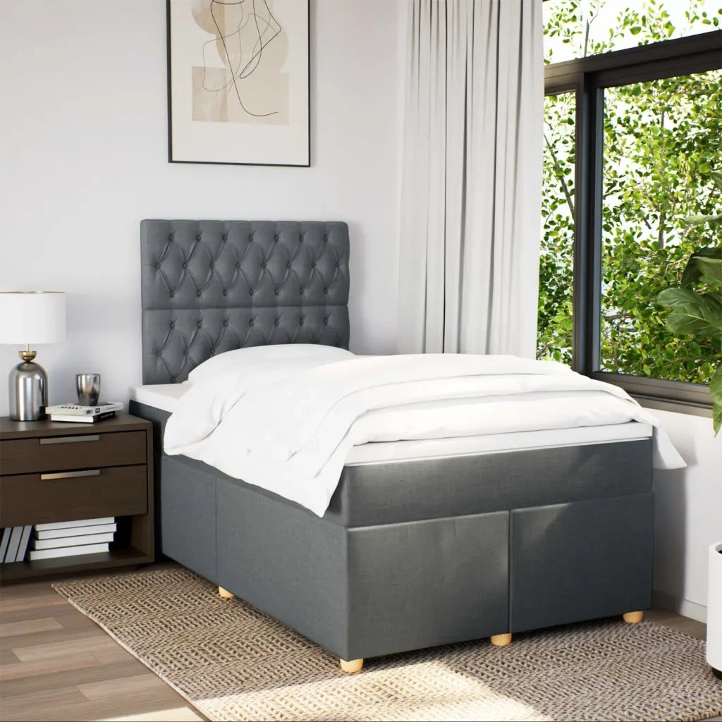 Giroletto a Molle con Materasso Grigio Scuro 120x200 cm Tessuto