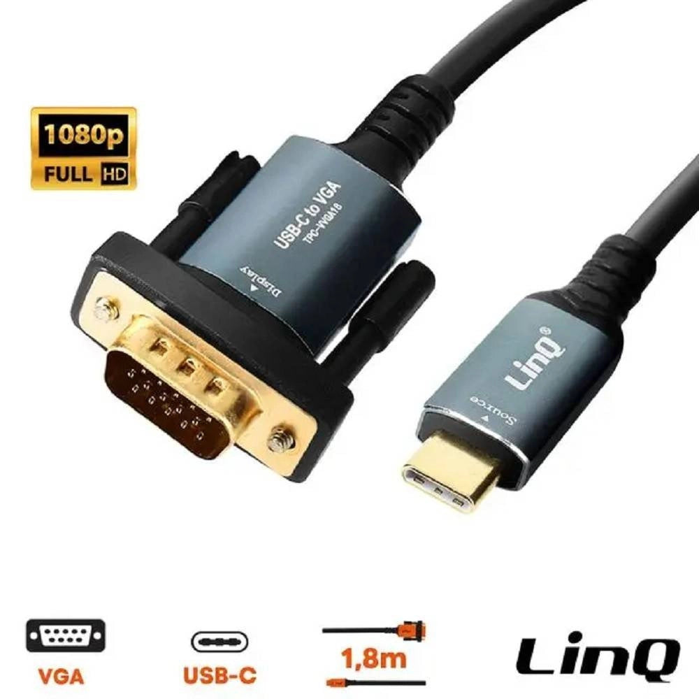 Trade Shop - Cavo Video Adattatore Da Type-c A Vga Ad Alta Definizione 1080p 1,8mt Tpc-vvga18 -