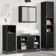 Set di mobili per il bagno 4 pcs Rovere Nero Legno multistrato