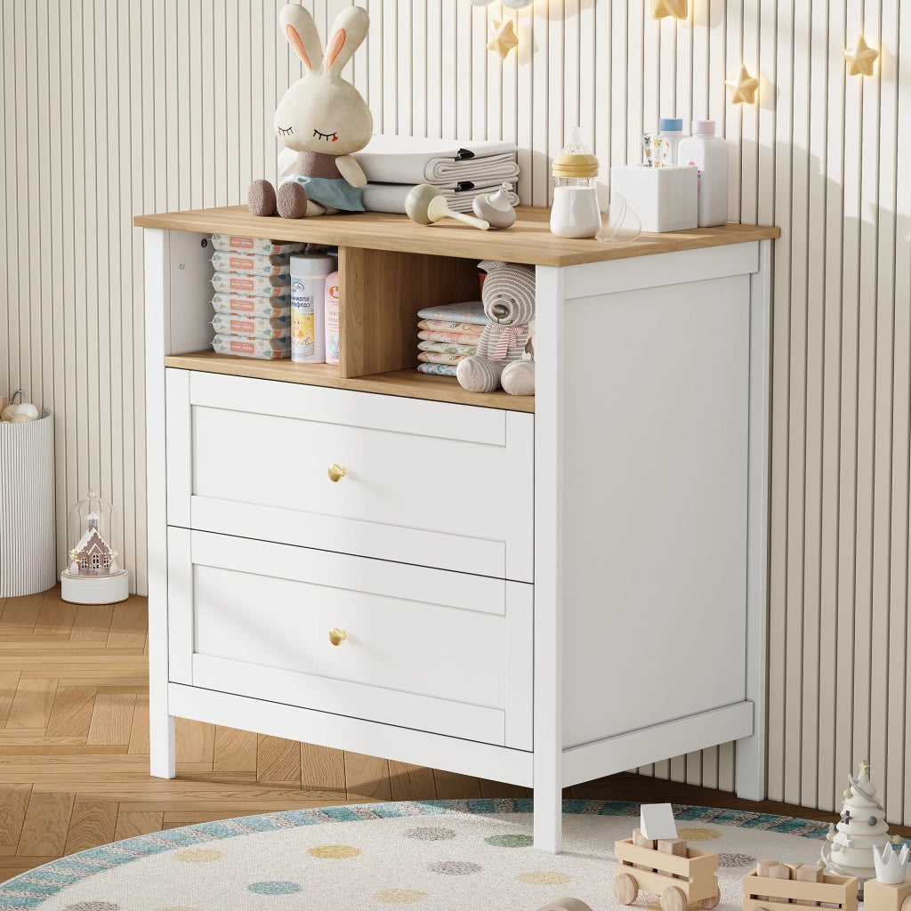 CASSETTIERA FASCIATOIO 82x50x90 cm MDF Naturale e Bianco