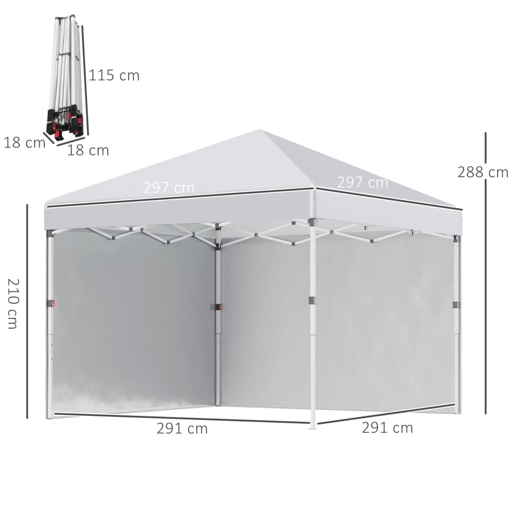 Tonnelle da giardino pop-up regolabile in altezza con protezione laterale ¨C zephmum ¨C 297x297x288 cm bianco