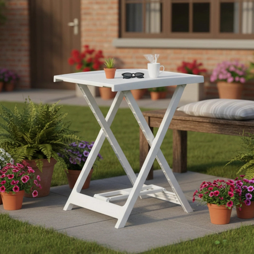 Ohatchee, Tavolo da Esterno 2 Posti Made in Italy, 60x47x65h cm Bianco