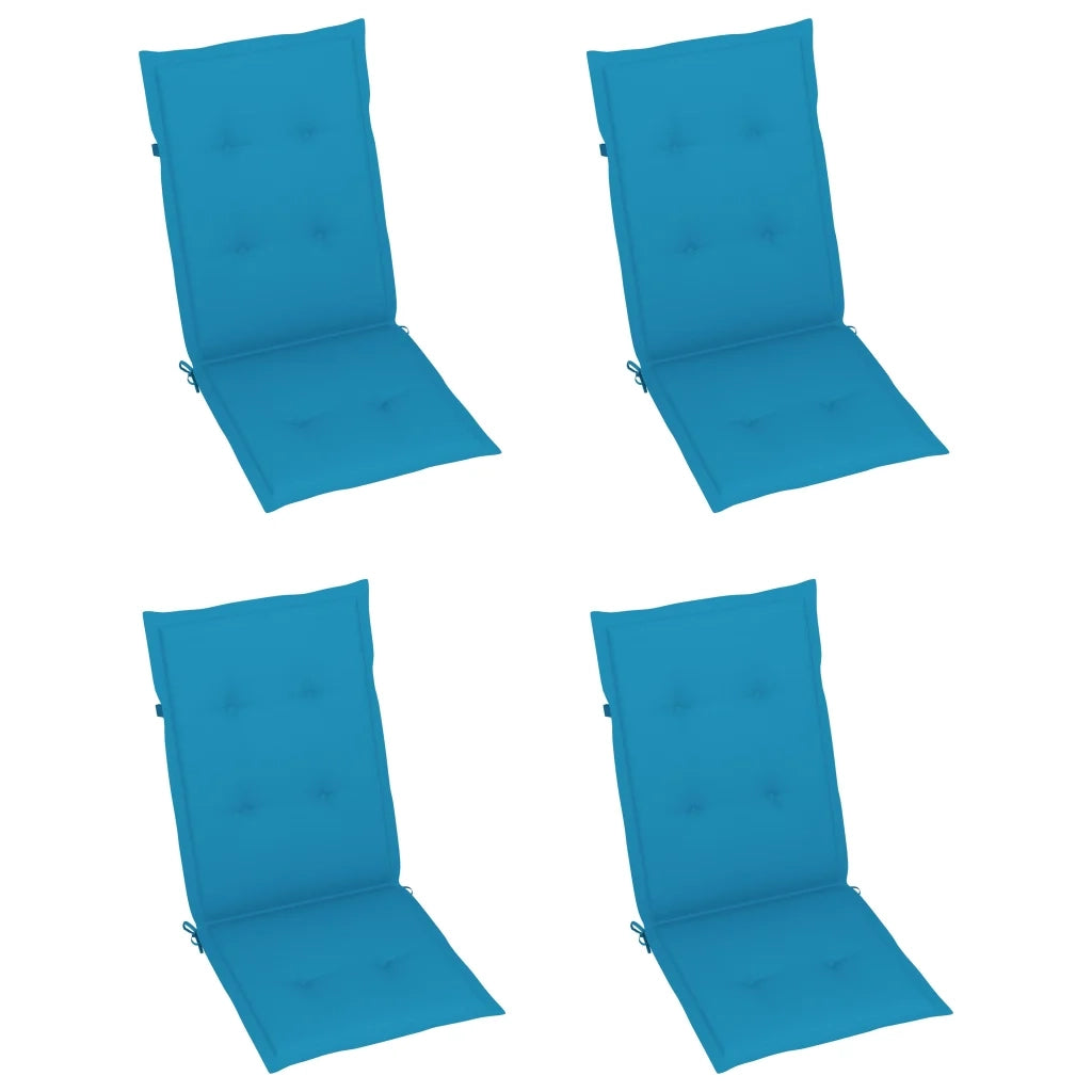 Sedie da Giardino 4 pz con Cuscini Blu Massello di Teak 3065534