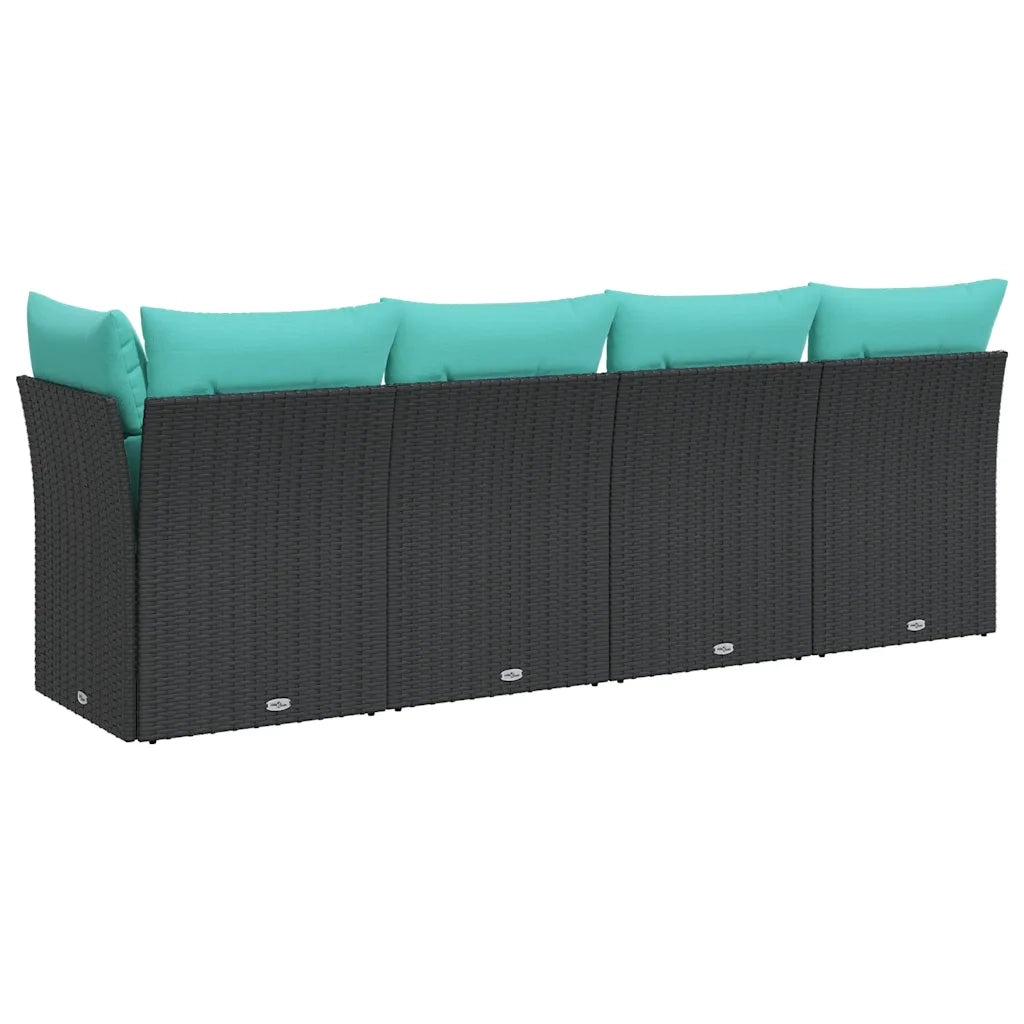 Divano da Giardino con Cuscini a 4 Posti Nero in Polyrattan 366026