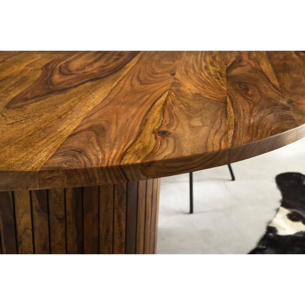 Tavolo da pranzo YONA rotondo 140 cm – Tavolo rustico in legno massello di sheesham