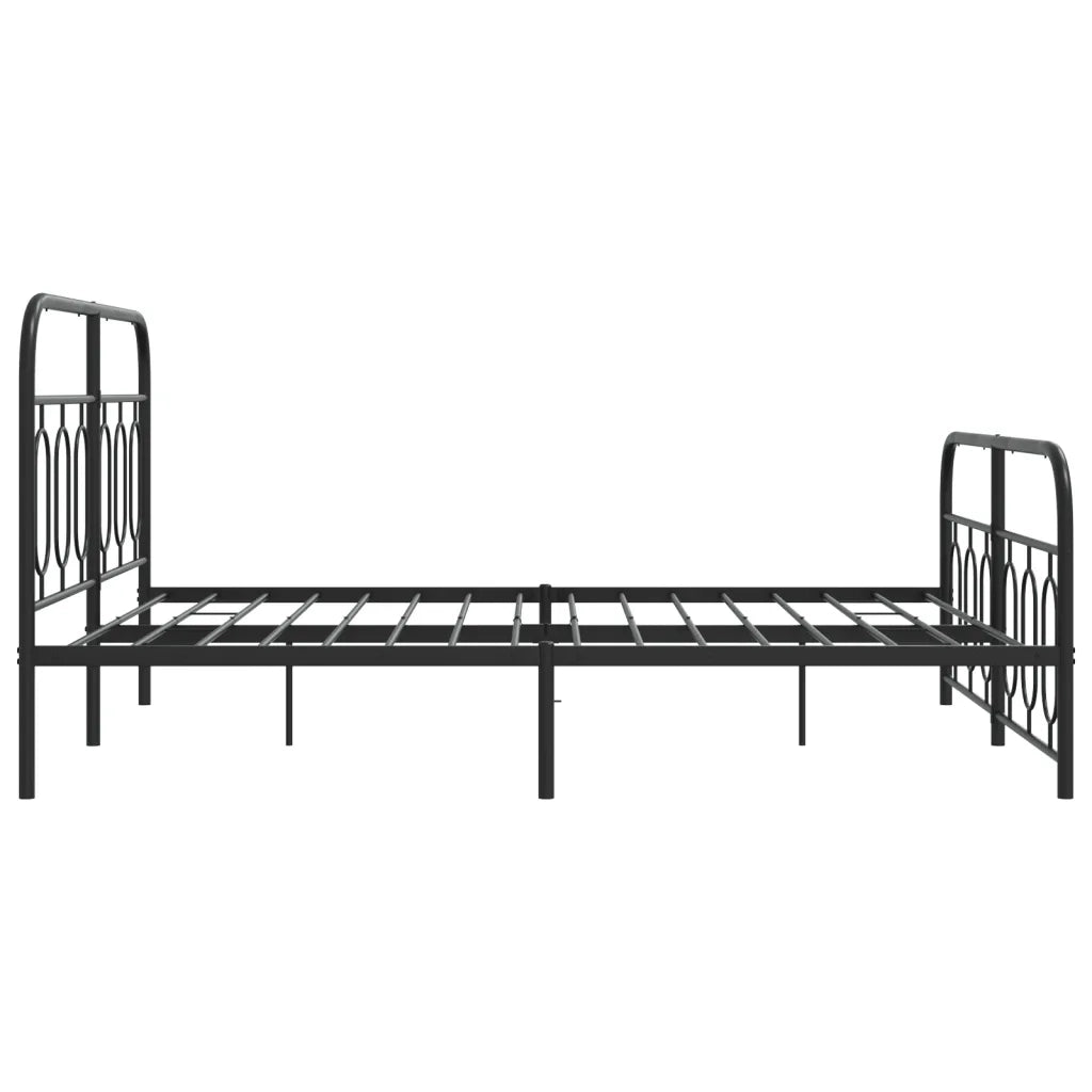 Giroletto con Testiera e Pediera-Struttura Letto Metallo Nero 135x190 cm 546156