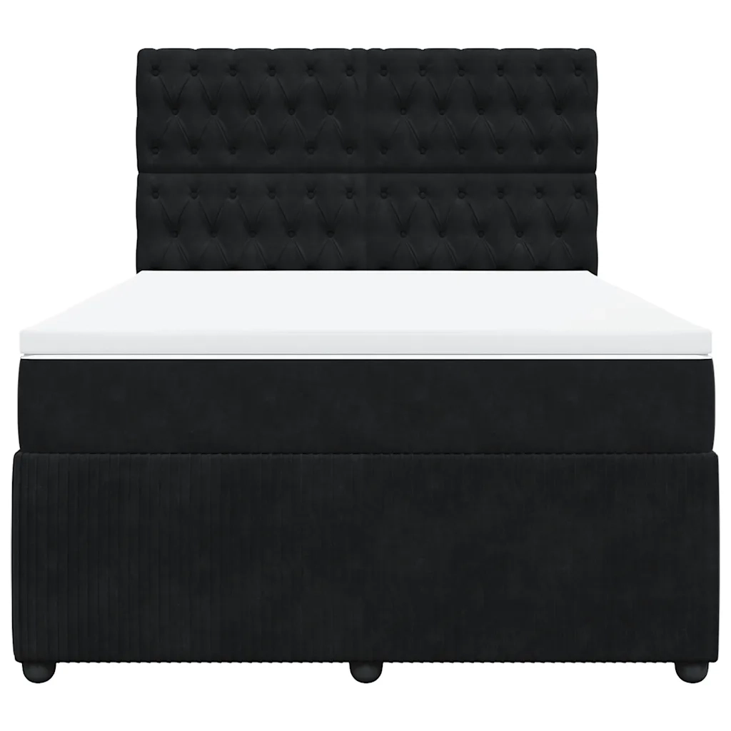 vidaXL Giroletto a Molle con Materasso Nero 140x190 cm in Velluto