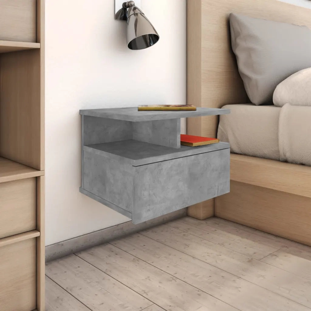 Comodini Pensili 2pz Grigio Cemento 40x31x27cm in Multistrato 800414