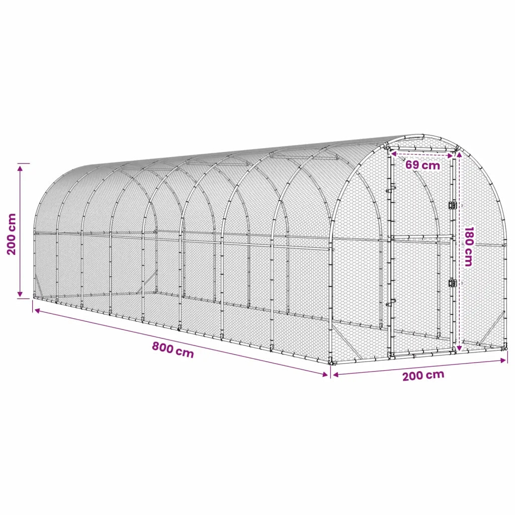 Pollaio Argento 800 x 200 x 200 cm Acciaio zincato 3434678