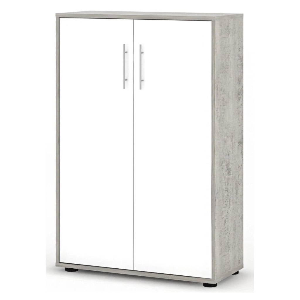 Parabita, Armadio Multiuso 2 Ante Cassetti, 79x118h cm Grigio Cemento