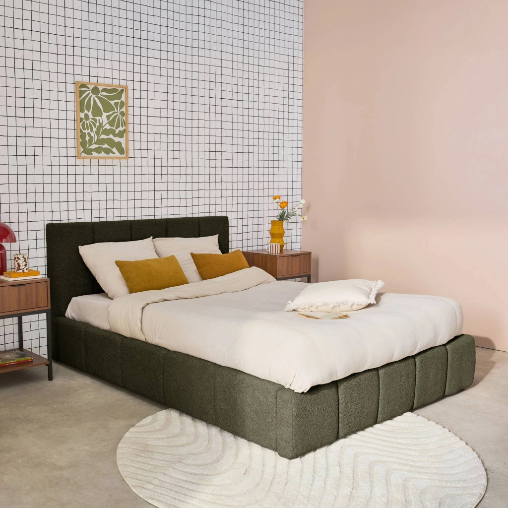 Struttura letto con contenitore e testiera 140cmx190cm, imbottita