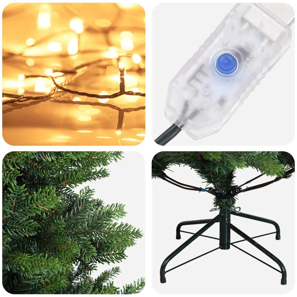Albero di Natale Artificiale con Rami Pieghevoli 150 cm 150 LED 3465490