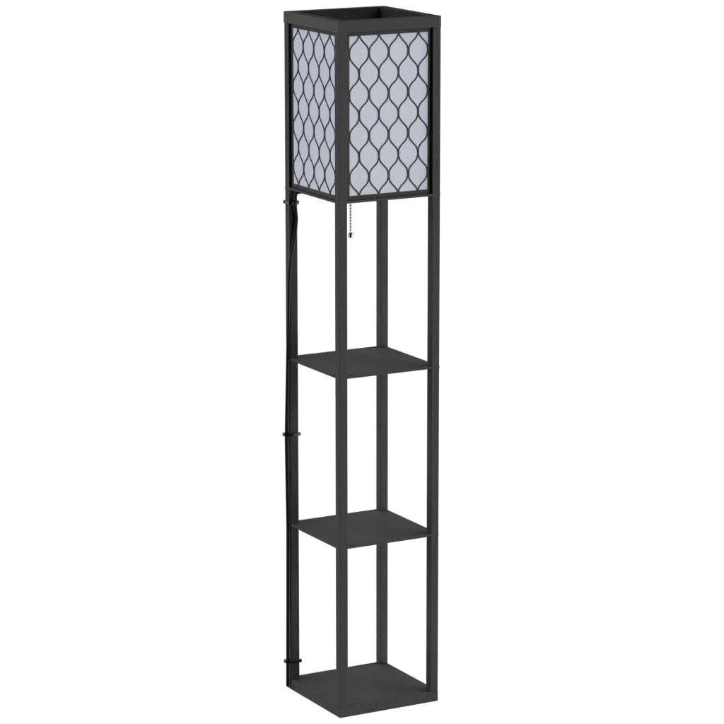 Lampada da terra con scaffale e attacco E27 ¨C zephmum ¨C nero
