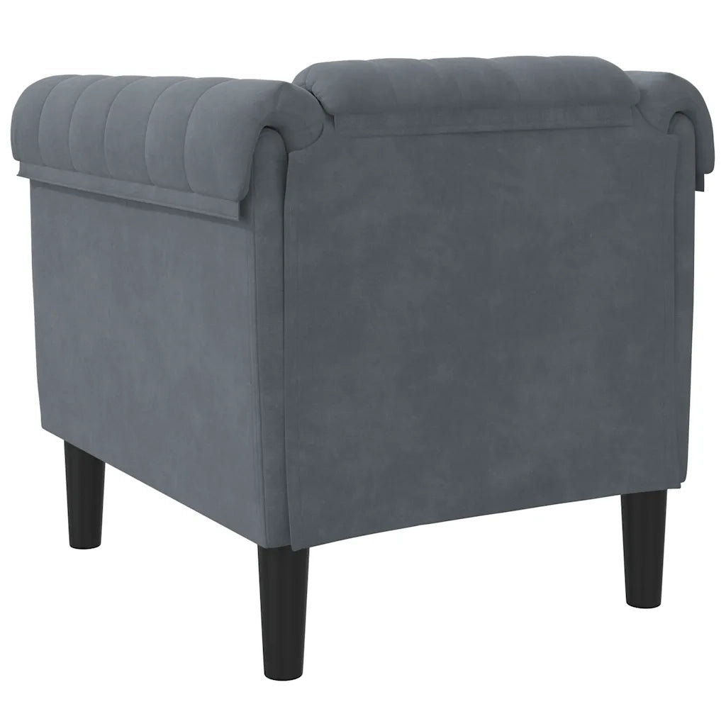 Poltrona-Divano Sedia-Poltroncina Grigio Scuro in Velluto
