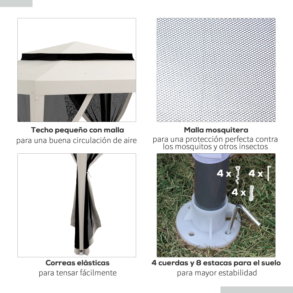 Gazebo Giardino 3x3 m ¨C zephmum ¨C Crema Metallo