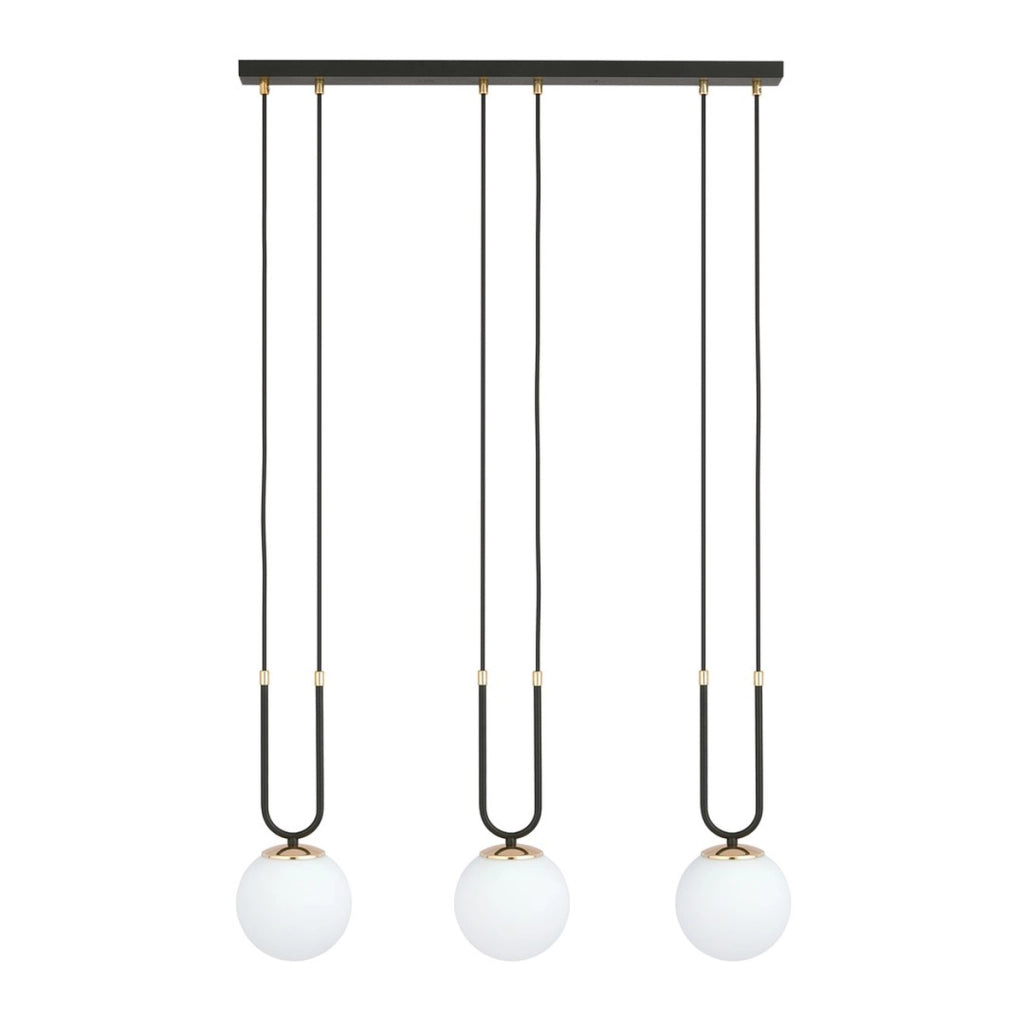 Lampada a sospensione GLAM in acciaio nero e vetro opalino