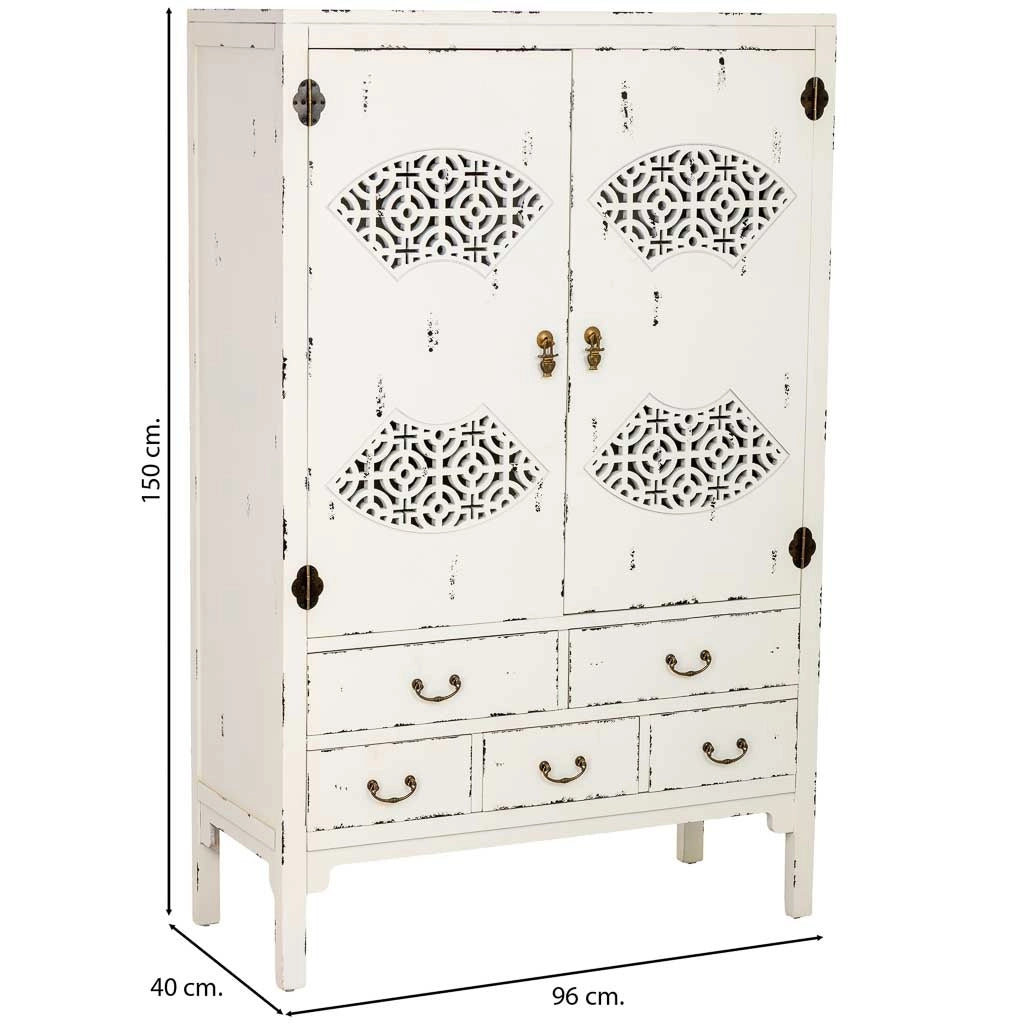 Armadio in legno bianco anticato 96x40x150h cm