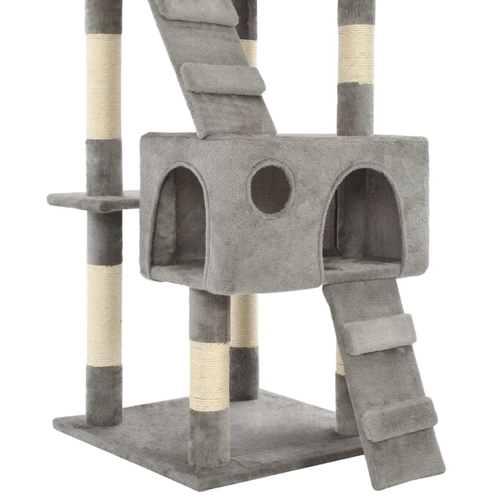 Tiragraffi albero per gatti cuccia per gatti giocattolo peluche sisal 170 cm grigio 3702087