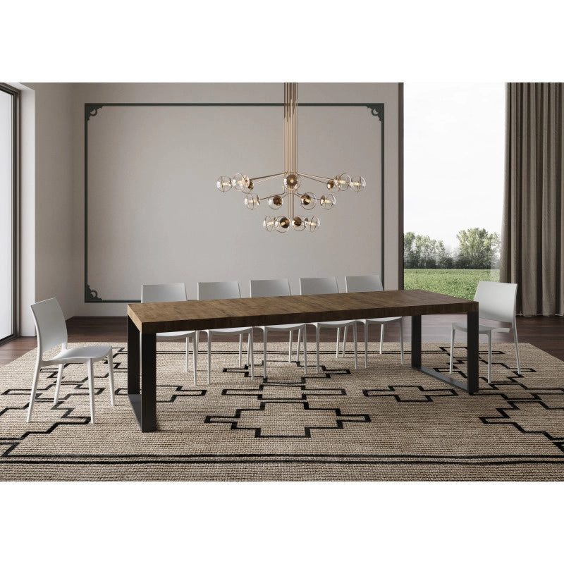Tavolo allungabile 200/460x90 cm Tecno Premium telaio Antracite - Noce