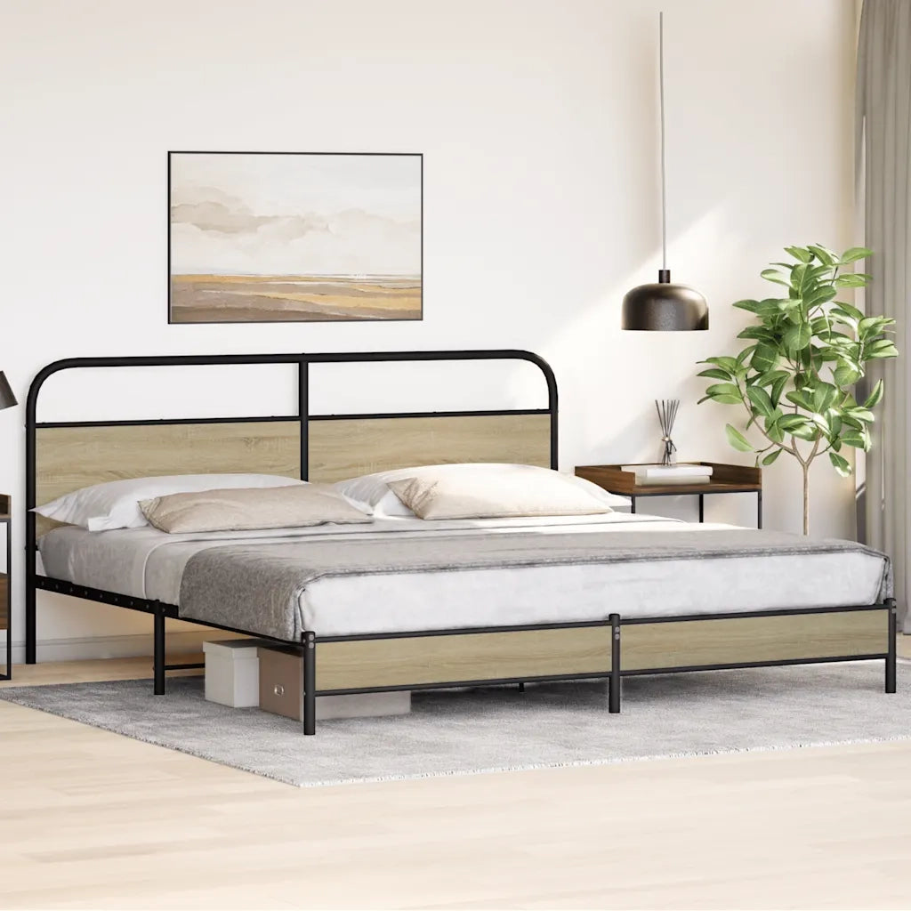 Giroletto senza Materaso in Metallo Rovere Sonoma 180x200 cm 3318684