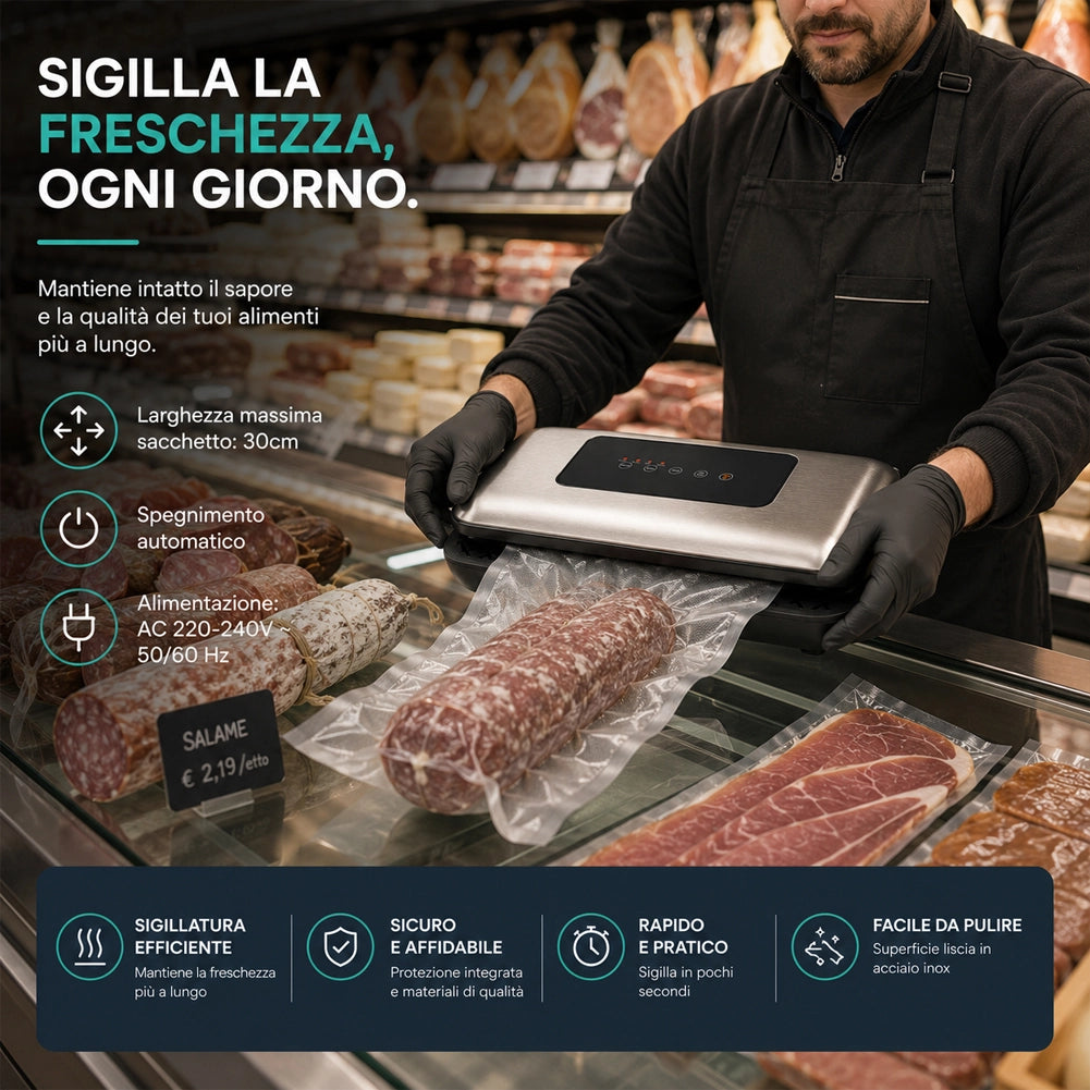 Macchina Sottovuoto e Sigilla 110W Forza Aspirante -600mBar per Alimenti
